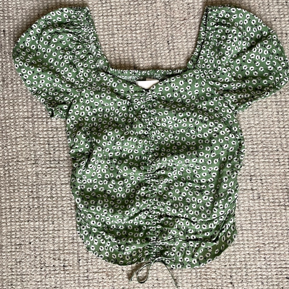 H&M Floral Print Puff Sleeve Top Size Small - Picture 2 of 5